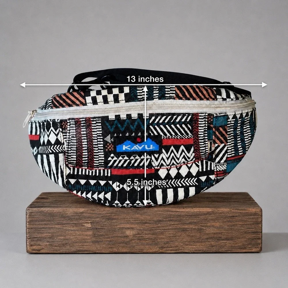 KAVU Stroll Around Belt Bag Pyramid Stack Aztec Fanny Pack Canvas Hip Bag 2018